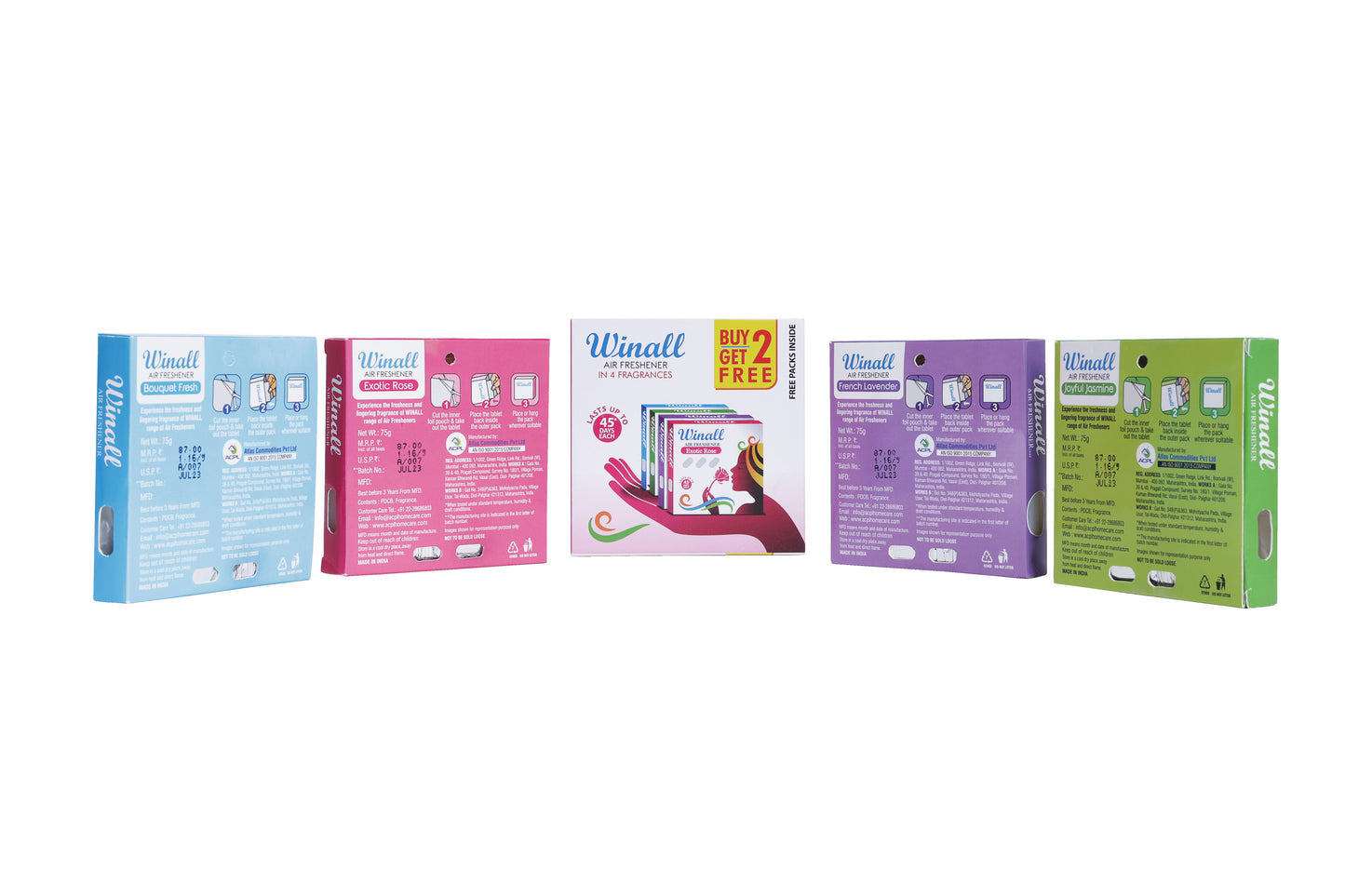 WINALL Bathroom Air Freshener Blocks - 200g (50gx4) | Assorted Pack | Buy 2 Get 2