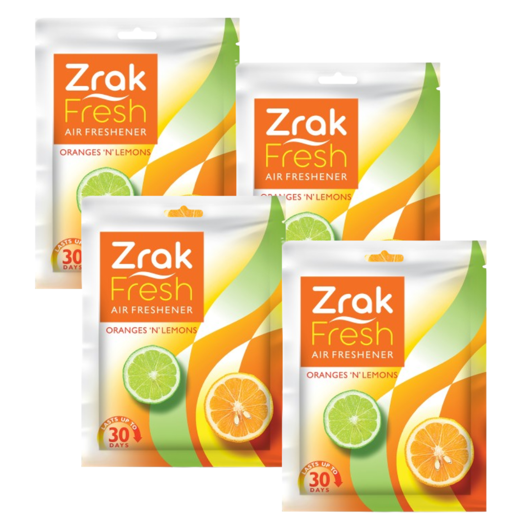 Zrak Pocket Air Freshener Pack of 4 (40g) |Fragrance Lasts up to 30 days