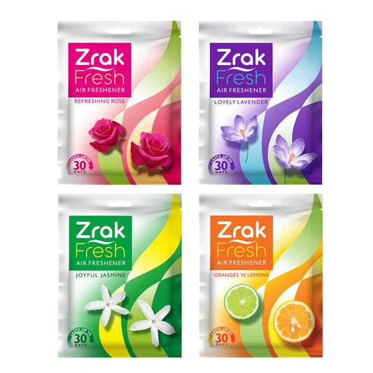 Zrak Pocket Air Freshener Pack of 4 (40g) |Fragrance Lasts up to 30 days